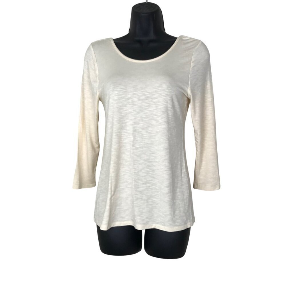 Anthropologie Dolan Cream 3/4 Sleeve Low Back Very Soft Top Size S